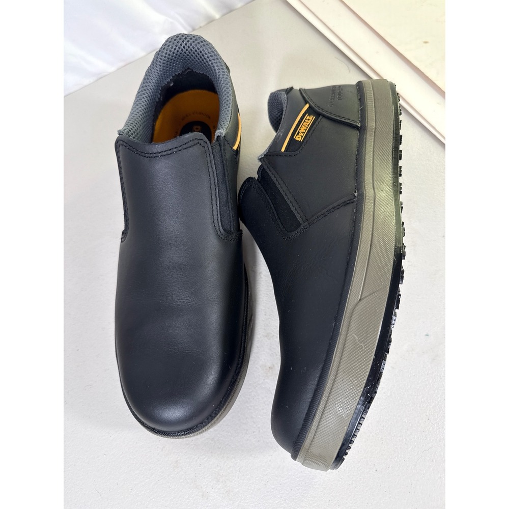 DeWalt Mens Black Leather Slip On Work Shoes Slip Resistant Safety Loafers Sz 13